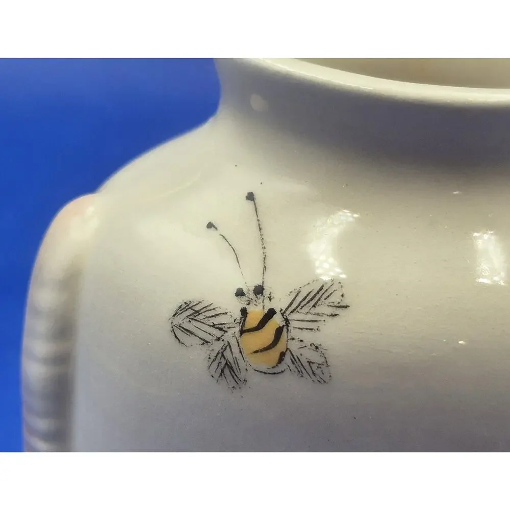 Vintage Barbara Baatz Signed Ceramic Vase Handpainted Florals on White 6